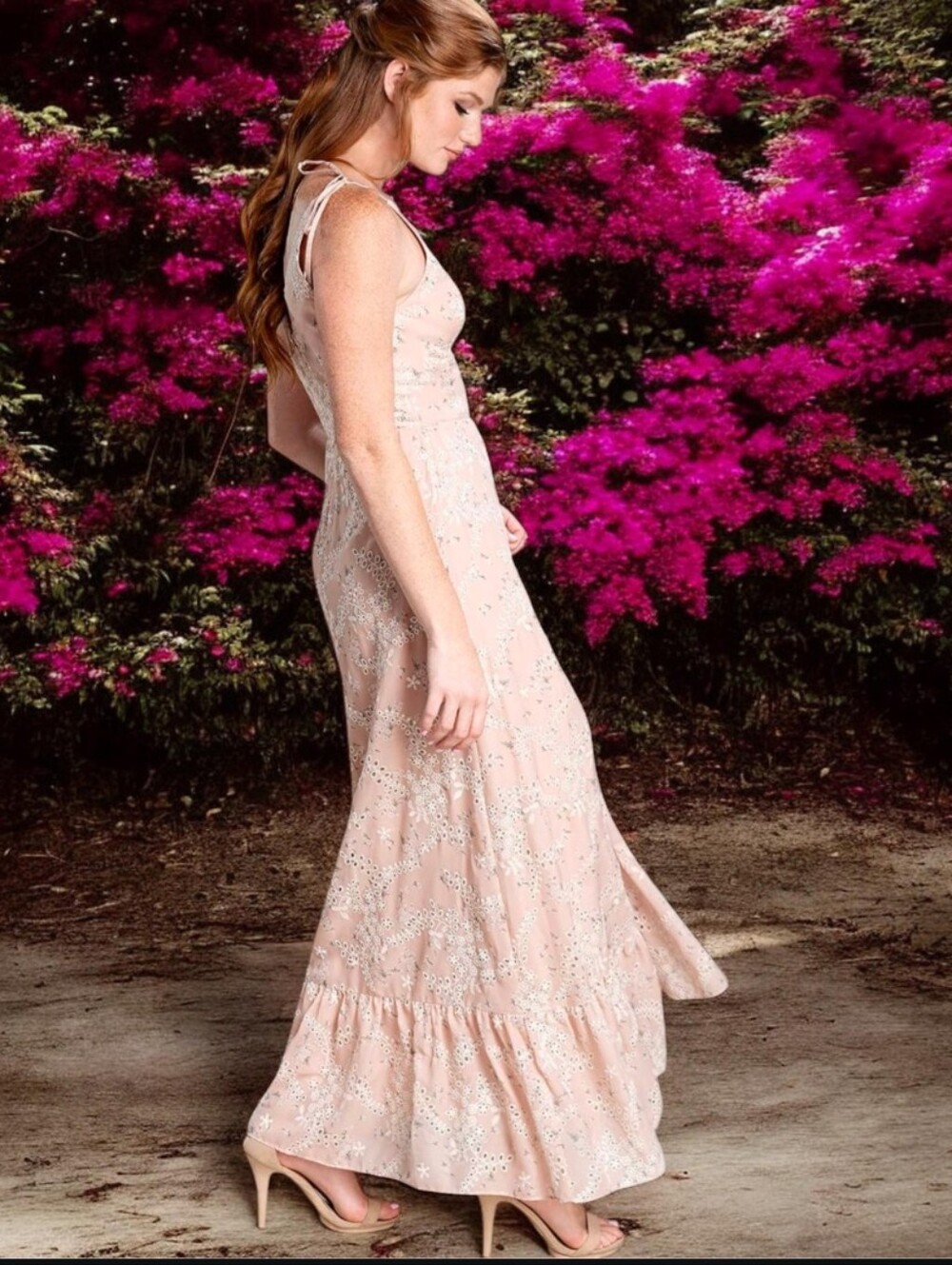 DRESS THE POPULATION Blush Floral Eyelet Lace Dress XL